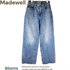 Madewell women's the perfect vintage wide leg jeans Light Indigo Blue NR475 26